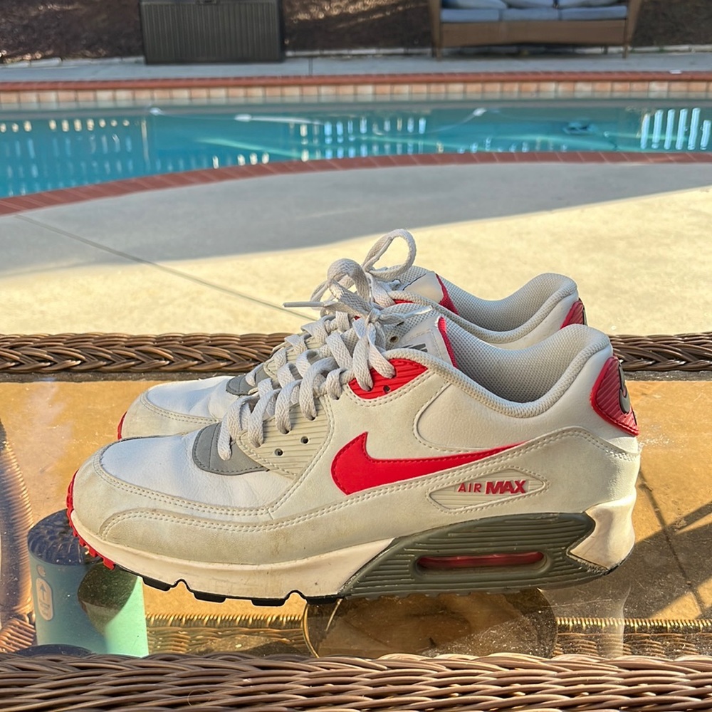 red and grey nike air max 90’s